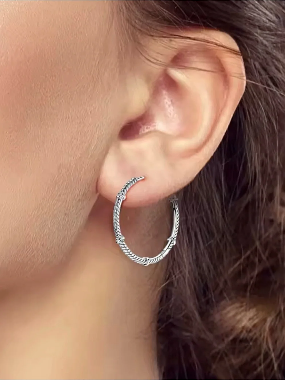 🌟🌟 S925 Sterling Silver Twisted Rope Hoop Earrings